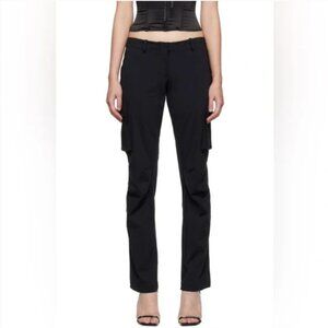 MIAOU Black Raven Cargo Trousers Stretch Low Rise Slacks MED